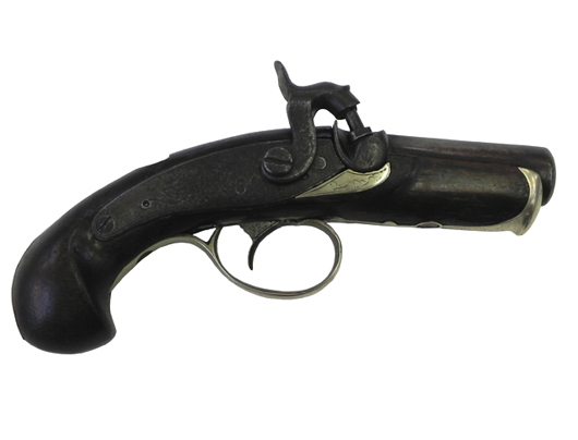 V.G.W. Libeau New Orleans-made percussion cap derringer, pre-1845, with engraved barrel. Image courtesy Crescent City Auction Gallery.